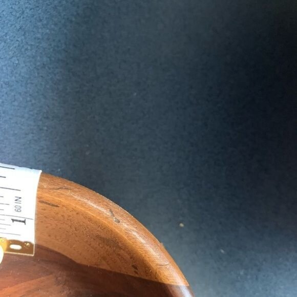 Mid-Century Modern Vermillion Real Walnut 7-Piece Salad Bowl Set With Serving Ut - Picture 8 of 12